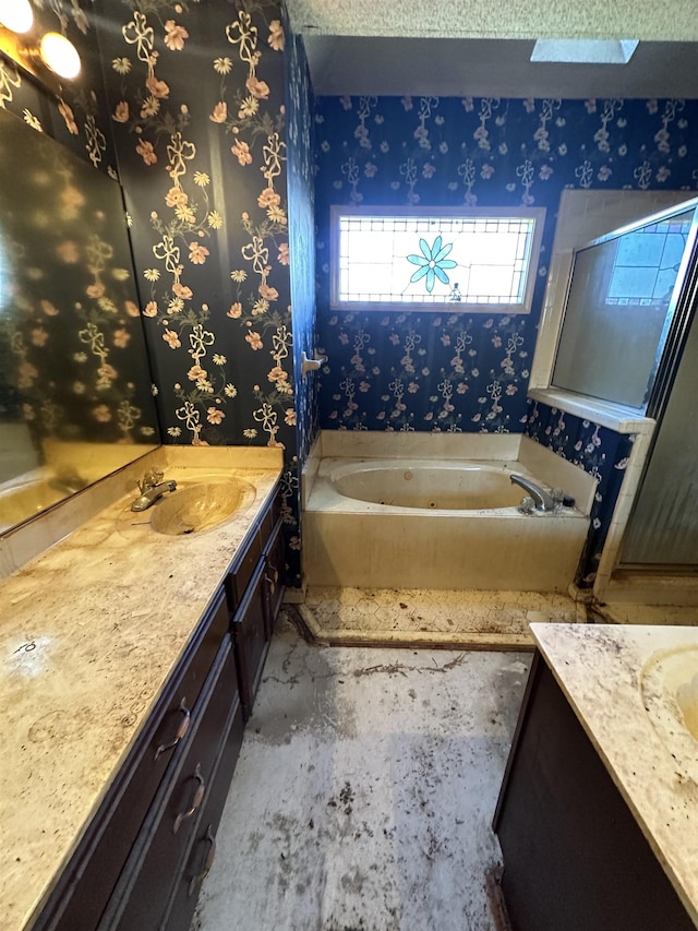 4378 Donnegan Cv, Memphis, TN 38125 - full bath with vanity, a whirlpool tub, and wallpapered walls
