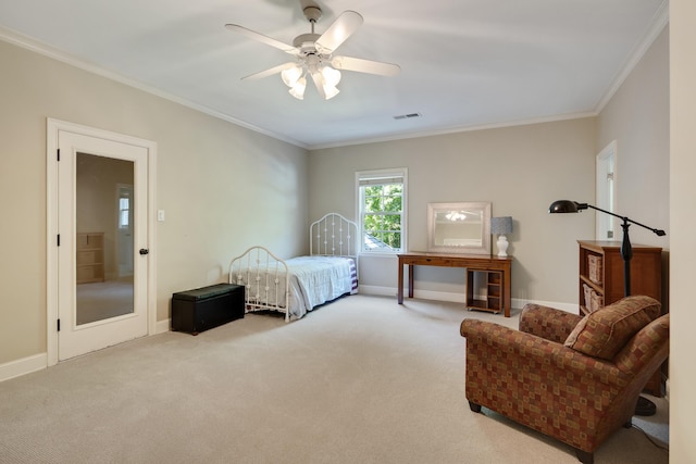 7726 Chapel Creek Pkwy N, Memphis, TN 38016 - bedroom featuring crown molding, carpet, baseboards, and a ceiling fan