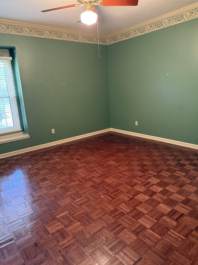 917 Valleyview Ln, Collierville, TN 38017 - spare room with a ceiling fan, baseboards, and ornamental molding
