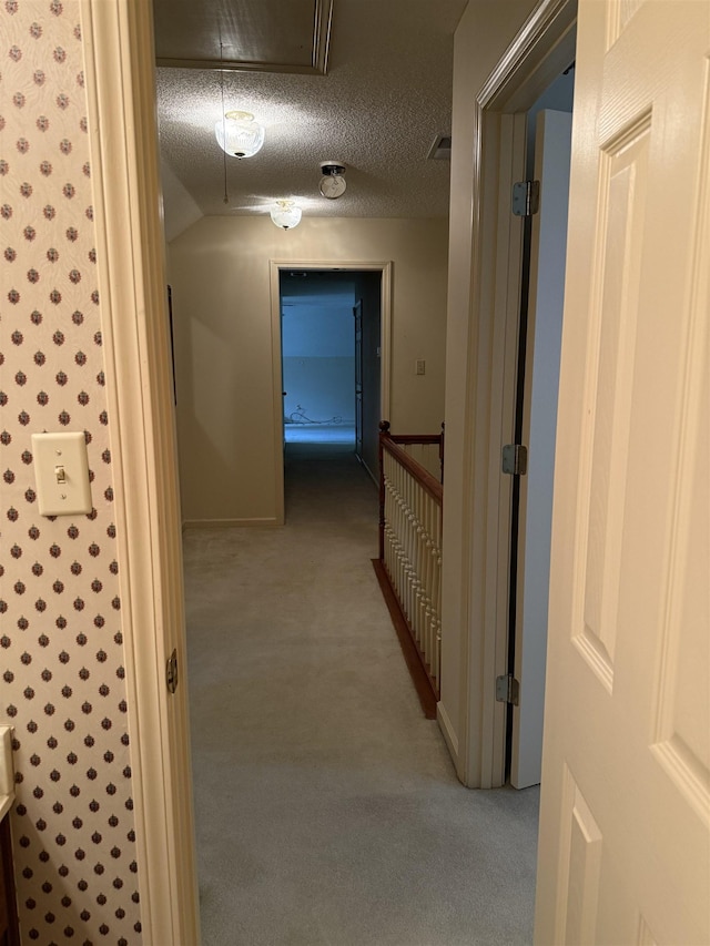 917 Valleyview Ln, Collierville, TN 38017 - hall with attic access, carpet floors, and a textured ceiling
