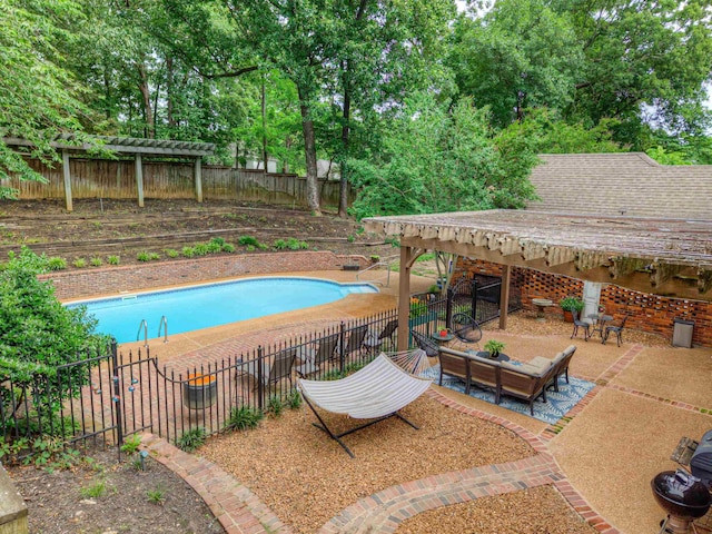 7352 Magnolia Ridge Dr, Germantown, TN 38138 - view of swimming pool with a fenced backyard, a patio area, and view of wooded area