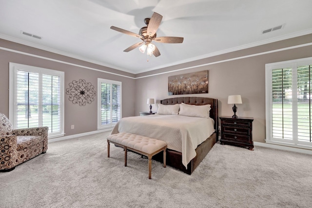 8955 Clair Douwie Cv, Bartlett, TN 38133 - carpeted bedroom with ornamental molding, baseboards, and a ceiling fan