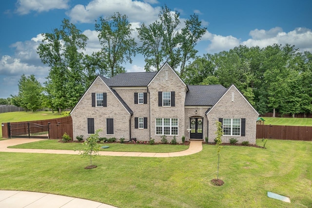 128 Loch Haven Cv S, Atoka, TN 38004 - view of front of home featuring a gate, french doors, brick siding, and a shingled roof