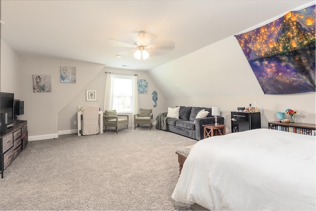 128 Loch Haven Cv S, Atoka, TN 38004 - bedroom with lofted ceiling, carpet floors, baseboards, and a ceiling fan