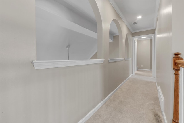 8917 River Sound Dr, Cordova, TN 38016 - corridor with carpet floors, ornamental molding, baseboards, and recessed lighting