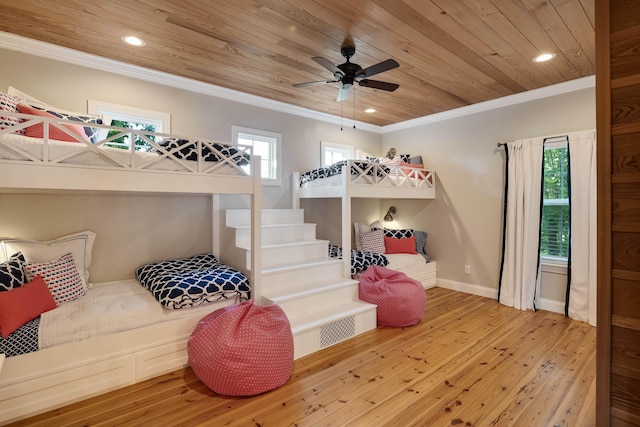 8 Shady Oak Cv, Iuka, MS 38852 - bedroom with ornamental molding, hardwood / wood-style floors, wood ceiling, recessed lighting, and baseboards