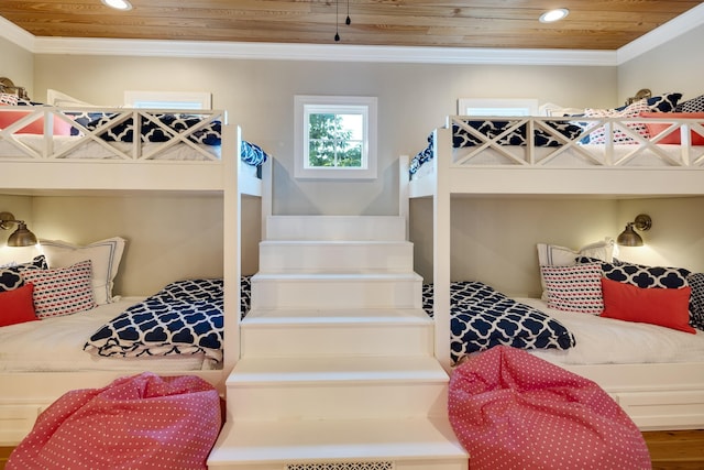 8 Shady Oak Cv, Iuka, MS 38852 - bedroom with wooden ceiling, recessed lighting, ornamental molding, and wood finished floors