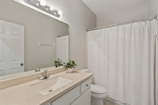 9071 E Tefall Cv, Cordova, TN 38016 - bathroom with toilet, vanity, tile patterned flooring, and a shower with curtain