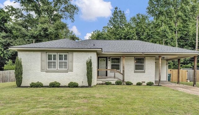 624 N Oak Grove Rd N, Memphis, TN 38120 - ranch-style home featuring concrete driveway, brick siding, a carport, and roof with shingles