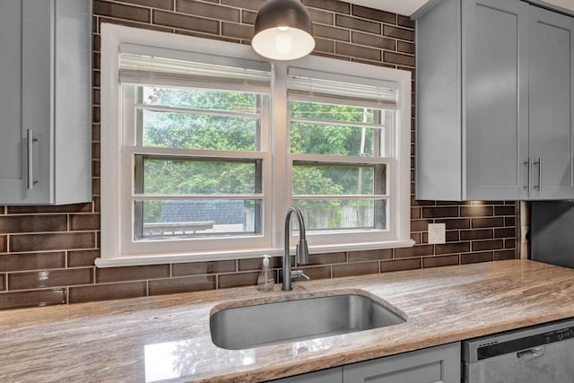 624 N Oak Grove Rd N, Memphis, TN 38120 - kitchen featuring a sink, dishwasher, decorative backsplash, and healthy amount of natural light