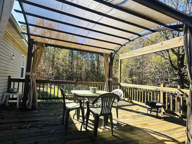 1145 Cypress Tank Rd, Pocahontas, TN 38061 - wooden terrace with outdoor dining area and a pergola