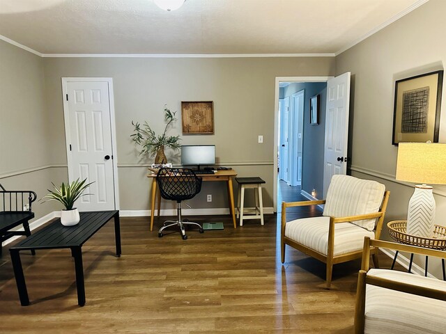 159 Hillhurst Dr, Selmer, TN 38375 - office area with wood finished floors, crown molding, and baseboards