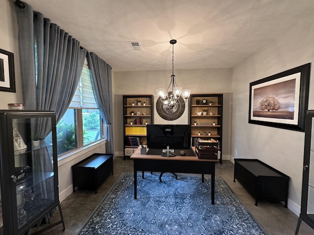 6104 Scottscraig Cv, Bartlett, TN 38135 - office space featuring baseboards and a chandelier