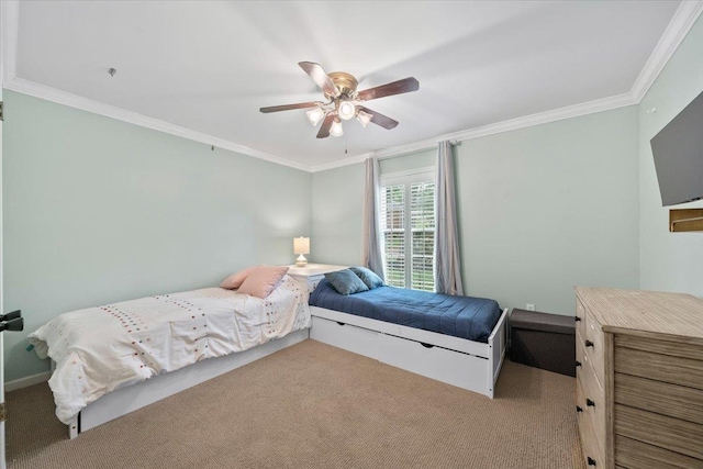 1772 Old Mill Rd, Germantown, TN 38138 - bedroom with carpet, ornamental molding, and a ceiling fan