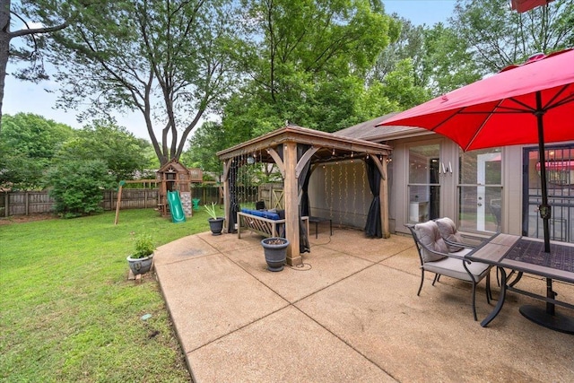1772 Old Mill Rd, Germantown, TN 38138 - view of patio / terrace featuring a playground, a gazebo, and french doors