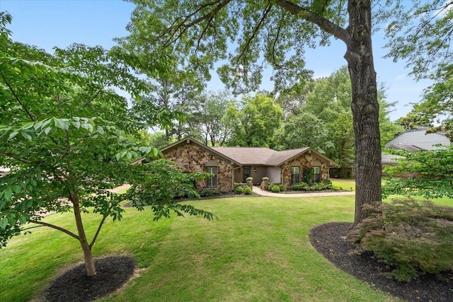 1772 Old Mill Rd, Germantown, TN 38138 - view of front of home featuring stone siding and a front yard