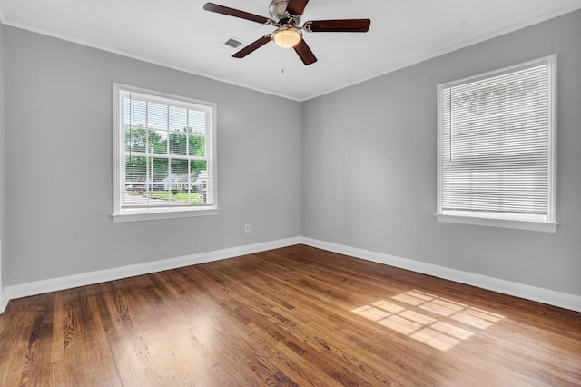 1078 E Walthal Cir, Memphis, TN 38111 - empty room with baseboards, wood finished floors, ceiling fan, and ornamental molding