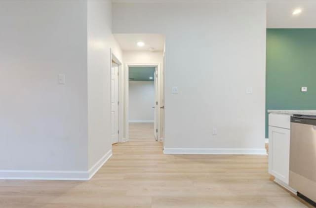 4100 New Willow Rd, Memphis, TN 38111 - hallway with light wood-style flooring, baseboards, and recessed lighting