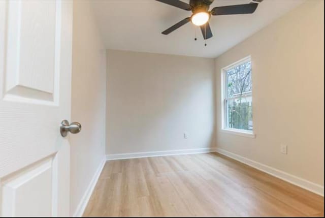 4100 New Willow Rd, Memphis, TN 38111 - unfurnished room with light wood finished floors, ceiling fan, and baseboards