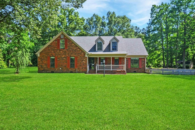 5955 Broad Meadows Dr, Millington, TN 38053 - cape cod house with crawl space, brick siding, a porch, and a shingled roof