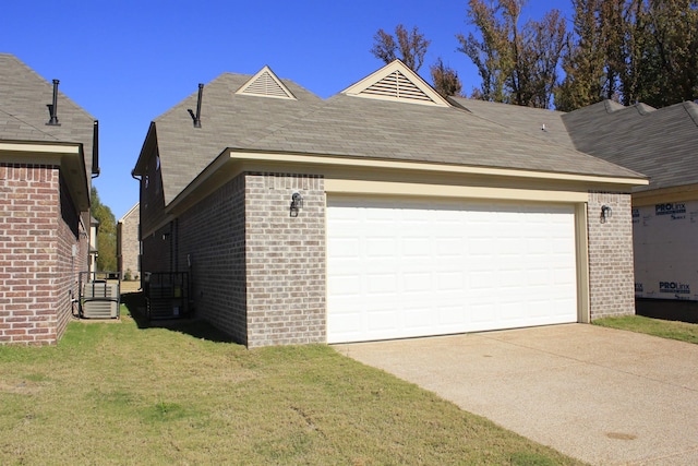 7407 Crayton Ridge Dr, Cordova, TN 38018 - view of home's exterior featuring brick siding, a lawn, concrete driveway, and an attached garage