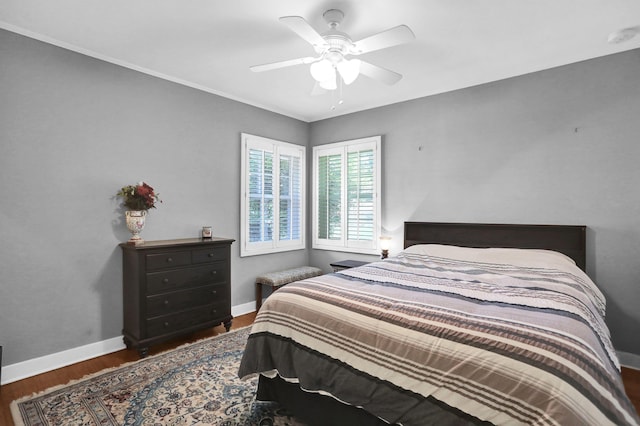 4141 Sequoia Ave, Memphis, TN 38117 - bedroom with wood finished floors, baseboards, and a ceiling fan