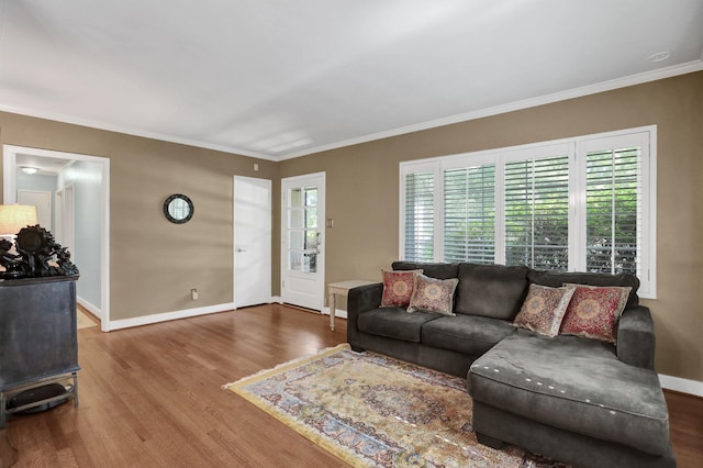 4141 Sequoia Ave, Memphis, TN 38117 - living area featuring wood finished floors, crown molding, and baseboards