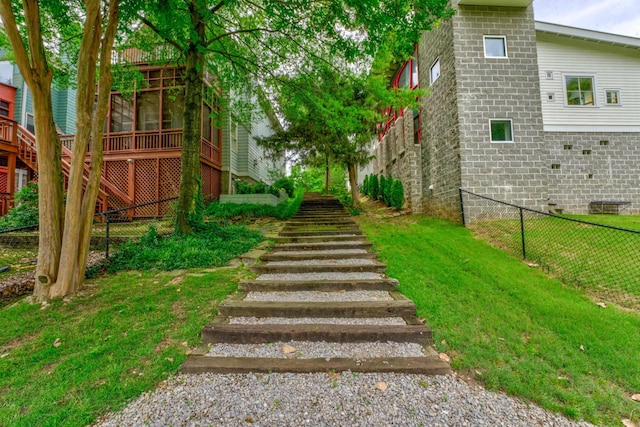 182 Harbor Isle Cir, Memphis, TN 38103 - view of yard with stairway and a sunroom