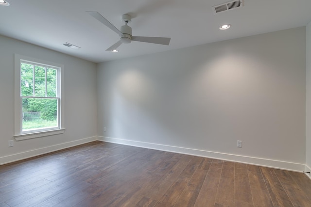 404 Williford Pl, Memphis, TN 38112 - unfurnished room featuring a ceiling fan, baseboards, dark wood finished floors, and recessed lighting