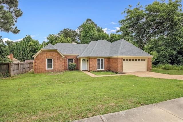 4386 S Germantown Rd, Memphis, TN 38125 - view of front of house with an attached garage, brick siding, driveway, roof with shingles, and a chimney