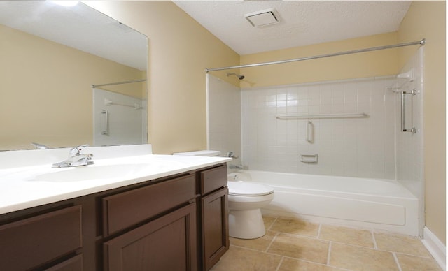 4386 S Germantown Rd, Memphis, TN 38125 - full bath featuring vanity, shower / bath combination, toilet, and a textured ceiling