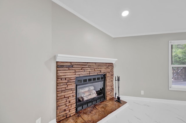 229 Coats Rd, Brighton, TN 38011 - detailed view of crown molding, a glass covered fireplace, recessed lighting, and baseboards