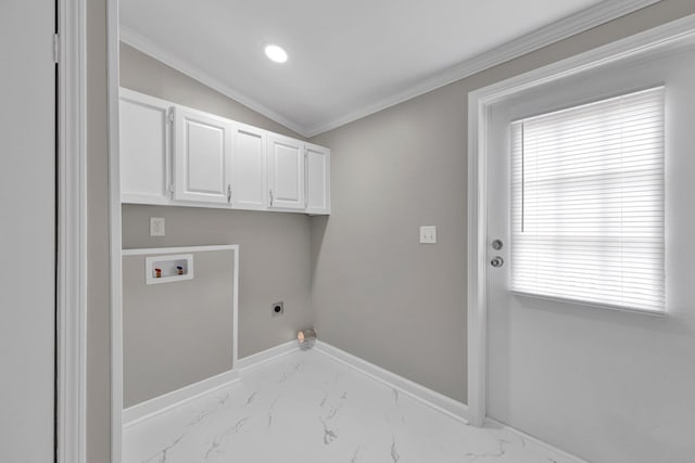 229 Coats Rd, Brighton, TN 38011 - laundry area with hookup for a washing machine, hookup for an electric dryer, marble finish floors, ornamental molding, and baseboards