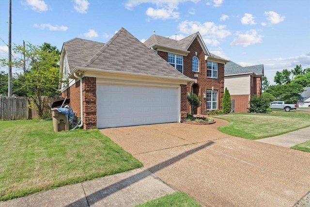 9270 Durhamshire Dr, Cordova, TN 38016 - traditional-style home with brick siding, an attached garage, concrete driveway, and a shingled roof