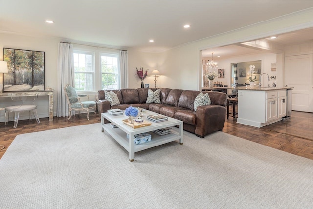 241 Greenway Rd, Memphis, TN 38117 - living room featuring a chandelier and recessed lighting