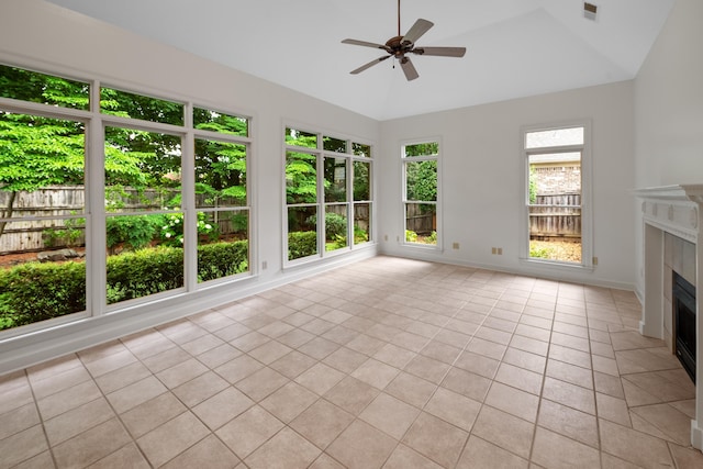 2073 W Houston Way, Collierville, TN 38139 - unfurnished sunroom with tile patterned flooring, lofted ceiling, and baseboards
