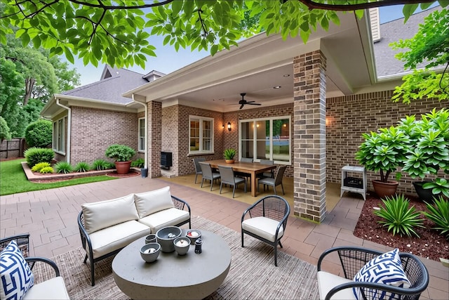 2073 W Houston Way, Collierville, TN 38139 - view of patio / terrace with outdoor dining space, a ceiling fan, and an outdoor hangout area