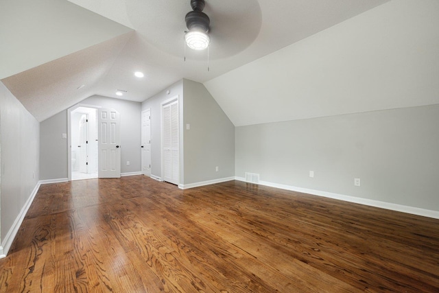 5236 Marynelle Cv, Memphis, TN 38116 - additional living space with lofted ceiling, ceiling fan, baseboards, and wood finished floors