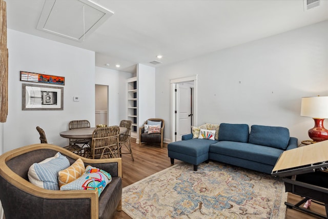 386 Ellsworth St, Memphis, TN 38111 - living area with wood finished floors, attic access, recessed lighting, and baseboards
