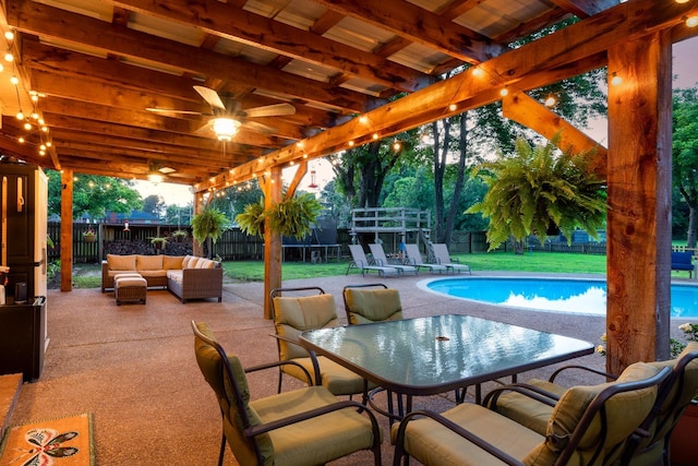 4072 Soderlund Cv, Millington, TN 38053 - view of patio / terrace featuring an outdoor living space, a trampoline, and ceiling fan