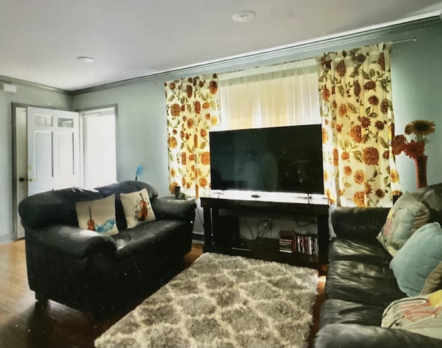 4864 Bowen Ave, Memphis, TN 38122 - living room featuring ornamental molding and wood finished floors