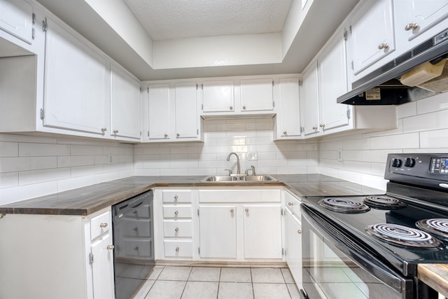 5432 Burton Church Cv Unit 5432, Bartlett, TN 38134 - kitchen with black electric range, dishwashing machine, a sink, under cabinet range hood, and white cabinetry