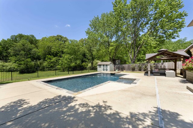 895 Joe Dr, Collierville, TN 38017 - view of pool featuring a gazebo, a patio area, a fenced backyard, and view of wooded area