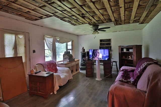 69 Crutcher Lake Rd, Henning, TN 38041 - living area featuring wood finished floors and ceiling fan