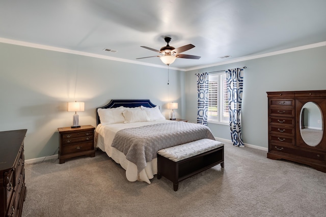 2019 Kostka Ln, Germantown, TN 38139 - bedroom featuring ornamental molding, light colored carpet, baseboards, and ceiling fan