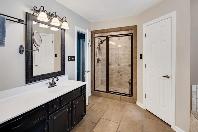2019 Kostka Ln, Germantown, TN 38139 - full bathroom with a stall shower, vanity, and stone tile floors