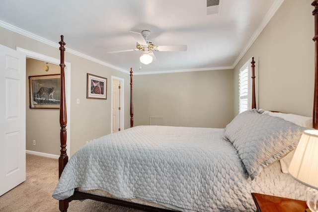 2019 Kostka Ln, Germantown, TN 38139 - bedroom with light colored carpet, crown molding, baseboards, and ceiling fan