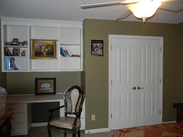 197 Walnut Gardens Dr, Memphis, TN 38018 - office space with a ceiling fan, baseboards, and a textured ceiling