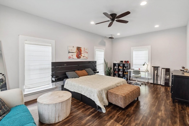 2106 Higbee Ave, Memphis, TN 38104 - bedroom with wood finished floors, recessed lighting, and ceiling fan