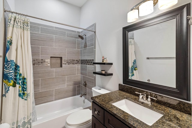 2106 Higbee Ave, Memphis, TN 38104 - full bathroom featuring vanity, toilet, and shower / tub combo with curtain